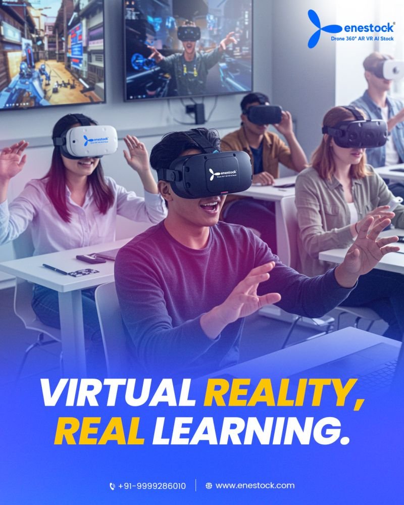 Students using VR headsets in classroom